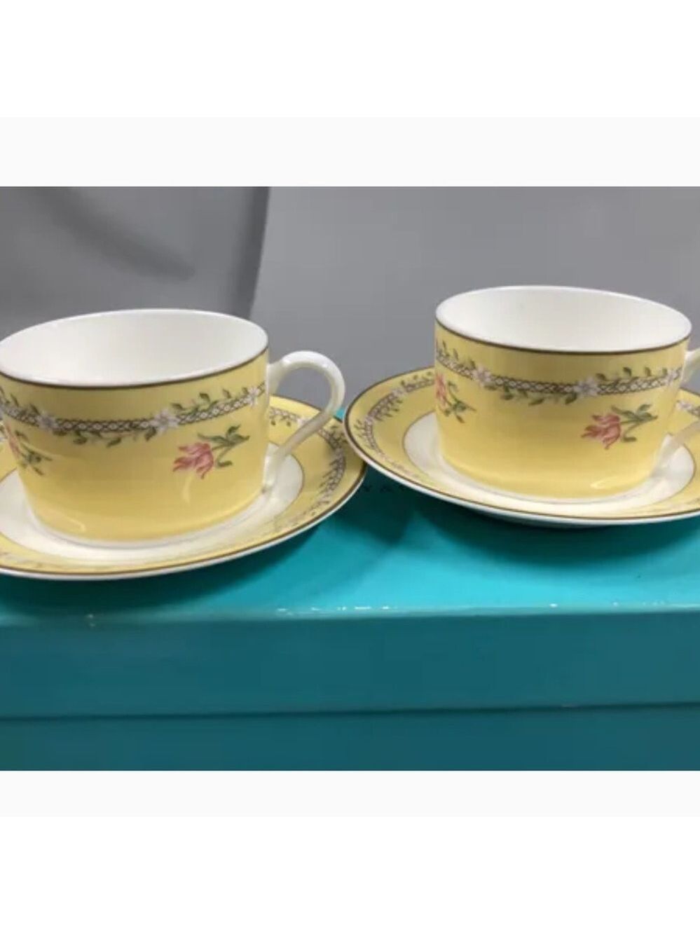 Tiffany & Co. Yellow pink tulip Coffee Cup and Saucer